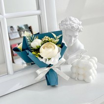 라넌한송이 납골당 조화 미니 꽃다발 봉안당 꽃장식, 크림, 양면테이프