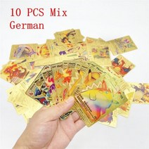 포켓몬 보드 게임 소장용 카드 골드 실버 블랙 10 개 영어 스페인 프랑스어 독일 피카츄 리자몽 뮤츠 Vmax, German gold