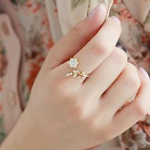 꽃 반지 프리 사이즈 패션 플라워 집게 러블리 여성스러운 오픈 링 트렌디 쁘띠