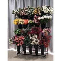 꽃다발 디스플레이 랙 홀더 이동식 버킷 꽃집 스탠드 선반 진열대 철제 발코니 정리대 화분대, 7 4 layers and  20pots