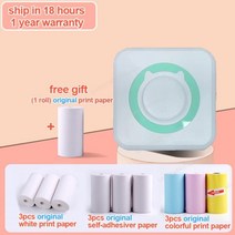 미니 휴대용 무선 감열식 포토 포켓 프린터 200dpi BT 연결 라벨, green add each3pcs_CHINA