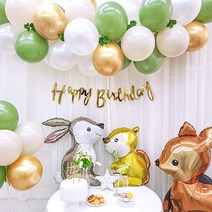 생일 홈 파티 풍선 세트 가랜드 소품 용품 장식 모음, 08. 포레스트 생일파티 세트