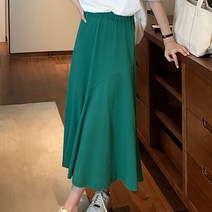 네모엔룩 여성용 밴딩절개훌 허리밴딩 코튼 롱 스커트
