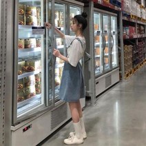 여성 데님 원피스 봄 캐쥬얼 드레스 민소매 Srap Ulzzang Kawaii 솔리드 여자 학생 여름 최신 모든 경기 하이 웨스트 Ins 세련된 a 라인