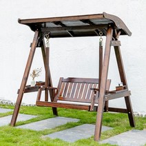 사계절 야외 그네 의자 스윙 용 원목 벤치 흔들 인 2 전원주택 정원 테라스 마당 펜션 3, 업그레이드된 원목 그네