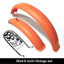픽시 머드 가드 머스 흙받이 앞바퀴 뒷바퀴 안장 자전거 펜더 팻 타이어 펜더 세트 접이식 스노우 전자 자전거 자전거 사이클링 액세서리 용, 주황색 26x4.0