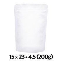 [이지포장]두꺼운 무광 백색 지퍼스탠드 200g 커피봉투 밸브부착 가능, 50매