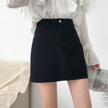 청치마 5XL 여성 패션 여름 하이 웨이스트 청바지 스커트 캐주얼 한글 스타일 a 라인 미니 데님 블랙 화이트