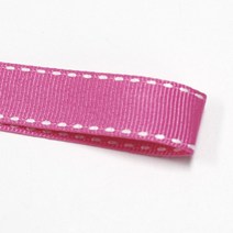 카네이션리본 선물포장리본 꽃포장리본 골지 스티치 리본 (폭 5mm 길이90m)(폭 10mm/15mm 길이 45m), 21(핫핑크+화이트스티치)