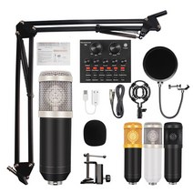 bm 800 home studio 녹음 장비 콘덴서 마이크 마이크 키트 세트 bm800 bm-800 for broadcast 노래방 컴퓨터, v8-블랙슬리버