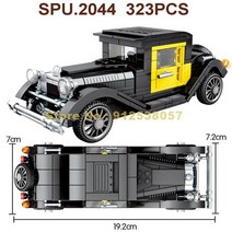 레고커스텀피규어 2023브릭 테크놀로지 클래식 레트로 빈티지 올드 카 컨버터블 로드스터 오프로드 빌딩, 02 607400
