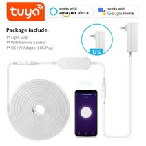 씽크대조명 책상조명 RGB LED 언더 캐비닛 조명 원격 제어 스트립 램프 투야 스마트 라이프 와이파이 주, 06 White US Plug Set_01 1M