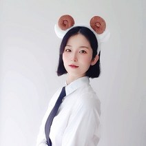 0066 양 머리띠 동물 헤어밴드 파티 소품 생일 놀이동산 놀이공원 동물원, 베이지