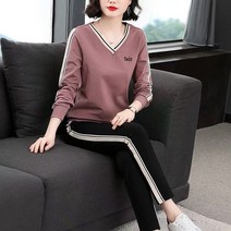 중년 여성 가을 긴팔 패션 엄마 긴팔 트레이닝 세트 중년 여성 캐주얼 투피스 빅사이즈