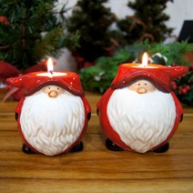 아트박스/컨츄리아이템 동그라미 큐트 산타 캔들 홀더 2p set, 본품
