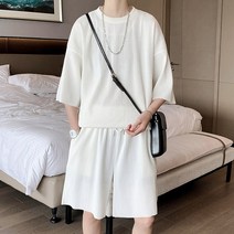 new summer mens tracksuit solid color short sleeve t shirt + shorts set for men casual 2-piece set m