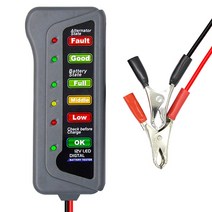 미니 자동차 배터리 테스터 12V 6 LED 조명 디스플레이 진단 도구 발전기 오토바이, [01] GRAY