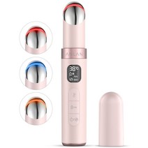 ANLAN 目元ケア 美顔器 ems 目元美顔器 온열 케어 3종류 광 에스테틱 입안 케어 미안기 진동 리프트 1대 6역 펜형 LCD 디스플레이 typeC 충전식(PINK)