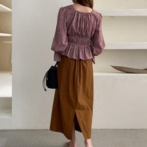 마롱패션 호피 쉬폰 밤색 핑크 여성 봄 여자 블라우스