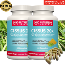 1000mg 시서스 60정 프리미엄 등급 케토스테론 50% 추출 원료 CISSUS 분말 캡슐 캐나다 직구, 2병