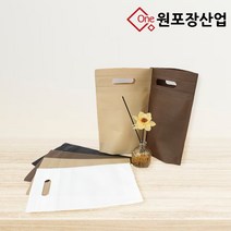 링타공 부직포 주머니 가방 10매입, 갈색