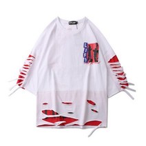 남녀공용 힙합 크리에이티브 티셔츠 일본 스타일 홀 스트리트웨어 커플 상의 남성 블랙 여름