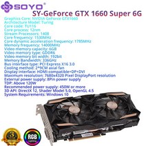 노트북 외장 그래픽카드 외장형 soyo 월드 프리미어 그래픽 카드 1660super 2060 3060 3070ti gddr5ddr6 8g 12g 카드 게임 비디오 카드 마이닝, gtx 1660수퍼 6g
