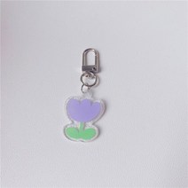 텃밭 용품1Pc Ins 스타일 한국 화이트 거 위 튤립 레이저 플래시 아크릴 키 체인 귀여운 동물 공장 매력 열, 10 10