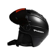 스노우 보드 스키 헬멧 MOON Professional Half-covered Ski Helmet 일체형 스포츠 남자 여자 눈 고글 포함, M55-58cm, 협력사, 검은 색
