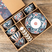 Zeresi 도자기 그릇 접시 그릇 세트 5p6p 그릇 스푼 접시 세트, 그릇세트 D(6그릇 6스푼 2접시)