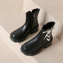 DFMEI.High-heeled boots -- 빈티지 웨지힐 여 프렌치 앵클부츠