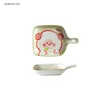 BLOWFISH FUGU도자기손잡이접시4p/1p 먹방용 손잡이 접시 손잡이 접시 도자기 북유럽 캐릭터 접시+랜덤 사은품, C