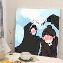 diy 디지털 유화 채색화 캐릭터 자매 절친 핸드페인팅 유채화 아이디어 선물 장식화, G62106, 30*30cm+두꺼운안테