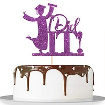 Purple Glitter I Did it Cake Topper for Congrats Grad Class of 2021 I am Done Graduation Party Decor, 1