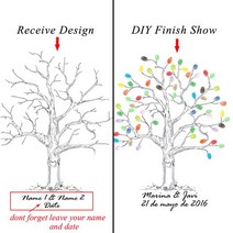 웨딩 방명록 게스트북 결혼식 사용자 정의 신부와 신랑의 이름 결혼식 날짜 지문 DIY 웨딩 트리 기념품 장, 24 014_03 30x40cm 1set inkpad