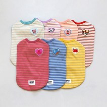 유앤펫 강아지 와펜 스트라이프 나시 티셔츠(2XL~4XL), 블루