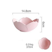 일본 가정식 그릇세트일본 사쿠라 뼈 중국 저녁 접시 벚꽃 유약 세라믹 접시 스테이크 과일 견과류 트레이 샐러드 그릇 스낵 접시, 6인치 그릇, 하얀