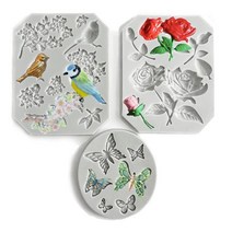 베이킹 도구 케이크 과자 초콜릿 몰드 금형장미 꽃 나비 실리콘 줄기 새 꽃 소프트 캔디 젤리 폴리머 클레이 비누 장식을 만드는 데 사용, 1pc-무작위 색상