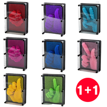 (1+1)대형 손도장놀이 3D 핀아트 칼라핀 아트핀 핀스크린 핀아트 교구, 옐로우, 핫핑크