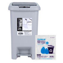 클린업 페달 휴지통 20L + 샤바스 분리수거 비닐봉투 30L 20p, 그레이, 1세트