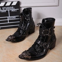 남성 키높이 웨스턴부츠 화려한 카우보이 라이딩 바이크