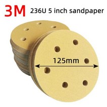 차량 세차 유지보수 100 개 3m 236u 5 인치 6 홀 사포 125mm 디스크 플로킹 라운드 공압 샌딩 머신 연마 패드 폴리싱 패드, 6 holes 400 grit+3M