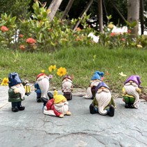 7개세트 야외 정원장식 귀여운 난쟁이 요정 난쟁이 풍수 인테리어 동물모형 전원주택 조각상 조형물 모형 별장 테라스 카페 펜션 동물원 공원 크리에이티브 레진 조경장식품 5cm쯤