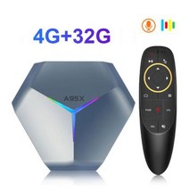 MP3 플레이어 MP4 미디어 A95X F4 안드로이드 11 스마트 TV 박스 8K HD RGB 라이트 Amlogic S905X4 4GB 32GB 64GB 24G5G 듀얼 Wifi, 12.Eu 플러그 - 4G32G G10S