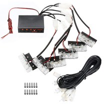 6x3 LED 경고 사용 자동차 스트로브 조명 차량 전면 그릴 비상 점멸등 바 플래시 모드 빨간색/파란색/노란, 02 Red and Blue