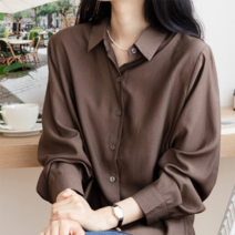 브이와이 VY 여자 롱슬리브 실크 소매 박스핏 벌룬 블라우스