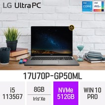 [오늘출발] LG전자 울트라PC 17U70P-GP50ML 17인치 대학생 인강용 문서작업 가벼운 초경량 휴대용 재택근무 기업용 저렴한 비즈니스북, Win10 Pro, 8GB, 512GB