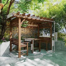 테라스파고라 원형파고라 비가림캐노피 원두막정자 테라스썬룸 스카이어닝전망대 야외 안뜰 랙, 3미터 길이  2.5미터 너비의 포도 랙 2개의