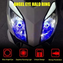 후면램프 자전거 헤드램프 LED 점멸등 전조등 후미등 YSY 블루/레드 엔젤 아이 H4 오토바이 헤드 라이트 Ba20d HS1 H6 스쿠터 램프 전구 DRL 액세서리 1280V, 02 Angel eye blue, 02 BA20D