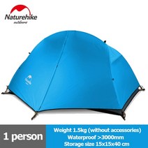 가족여행 3~4인용 캠핑텐트 naturehike tent ultralight 3season 방수 20d 210t 하이킹 1인 백패킹 해변, 1명 - 파란색
